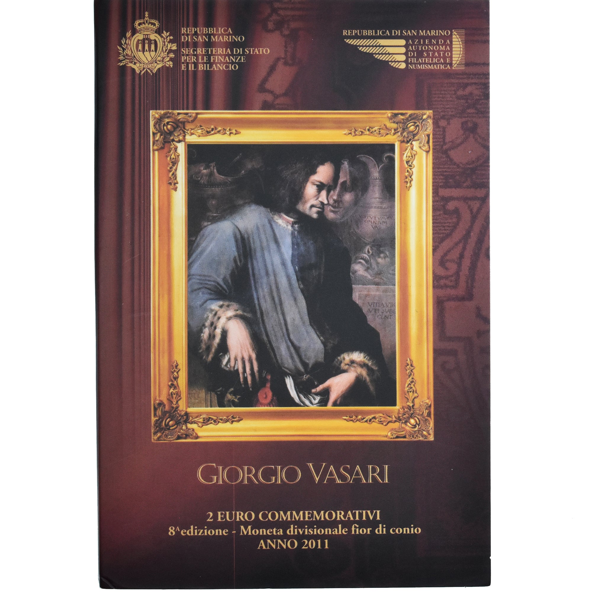 San Marino, 2 Euro, 2011, Rome, Giorgio Vasari - 500th Anniversary birth, FDC