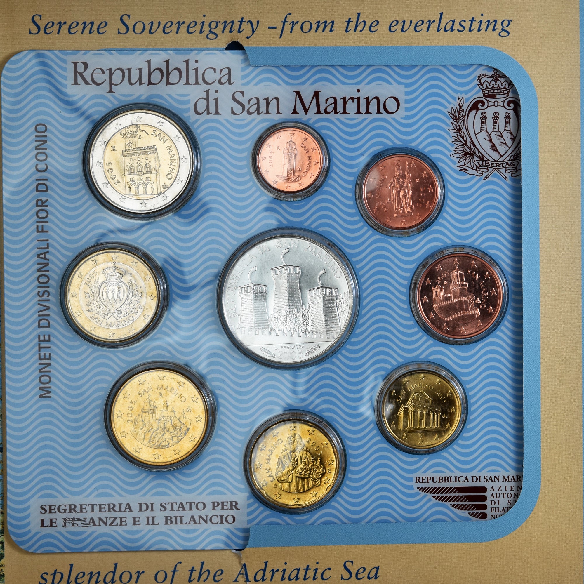 San Marino, Set Euros, 2005, Coffret, FDC, N.C.