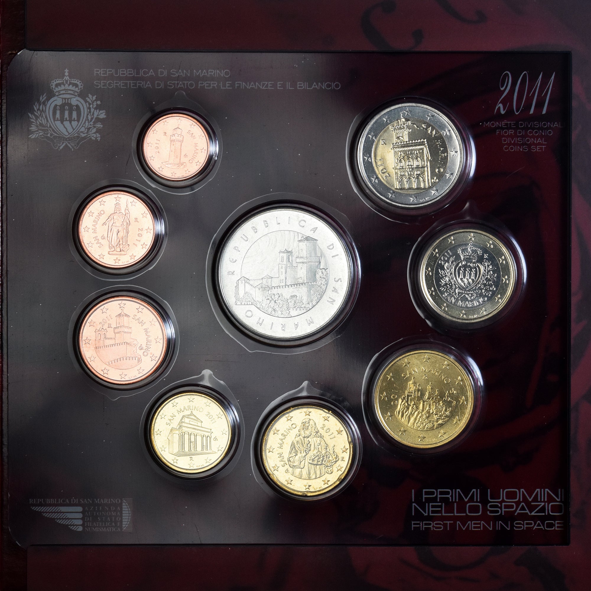 San Marino, Set Euros, First Men In Space, 2011, Coffret, FDC, n.v.t.