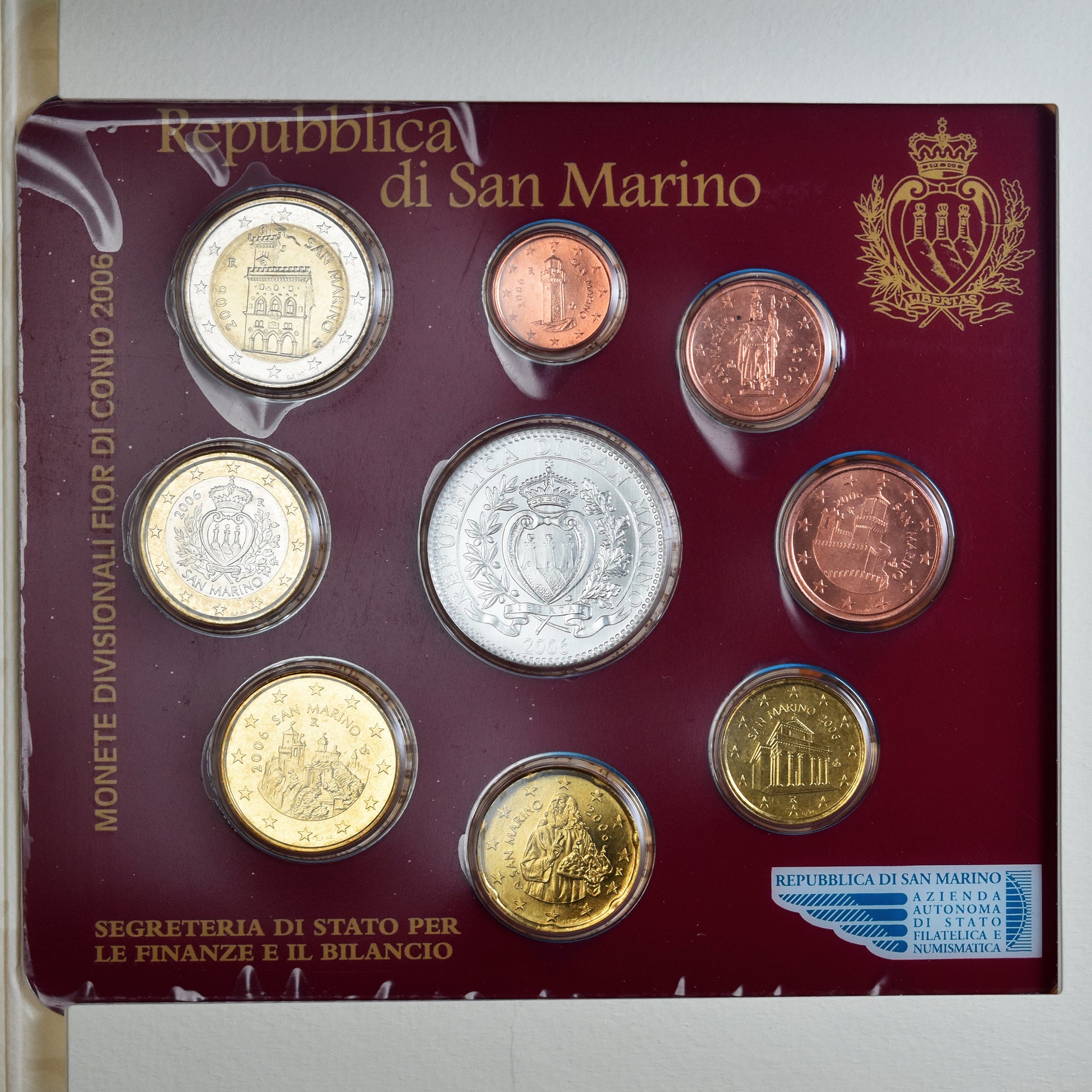 San Marino, Set Euros, 2006, Coffret, MS(65-70)