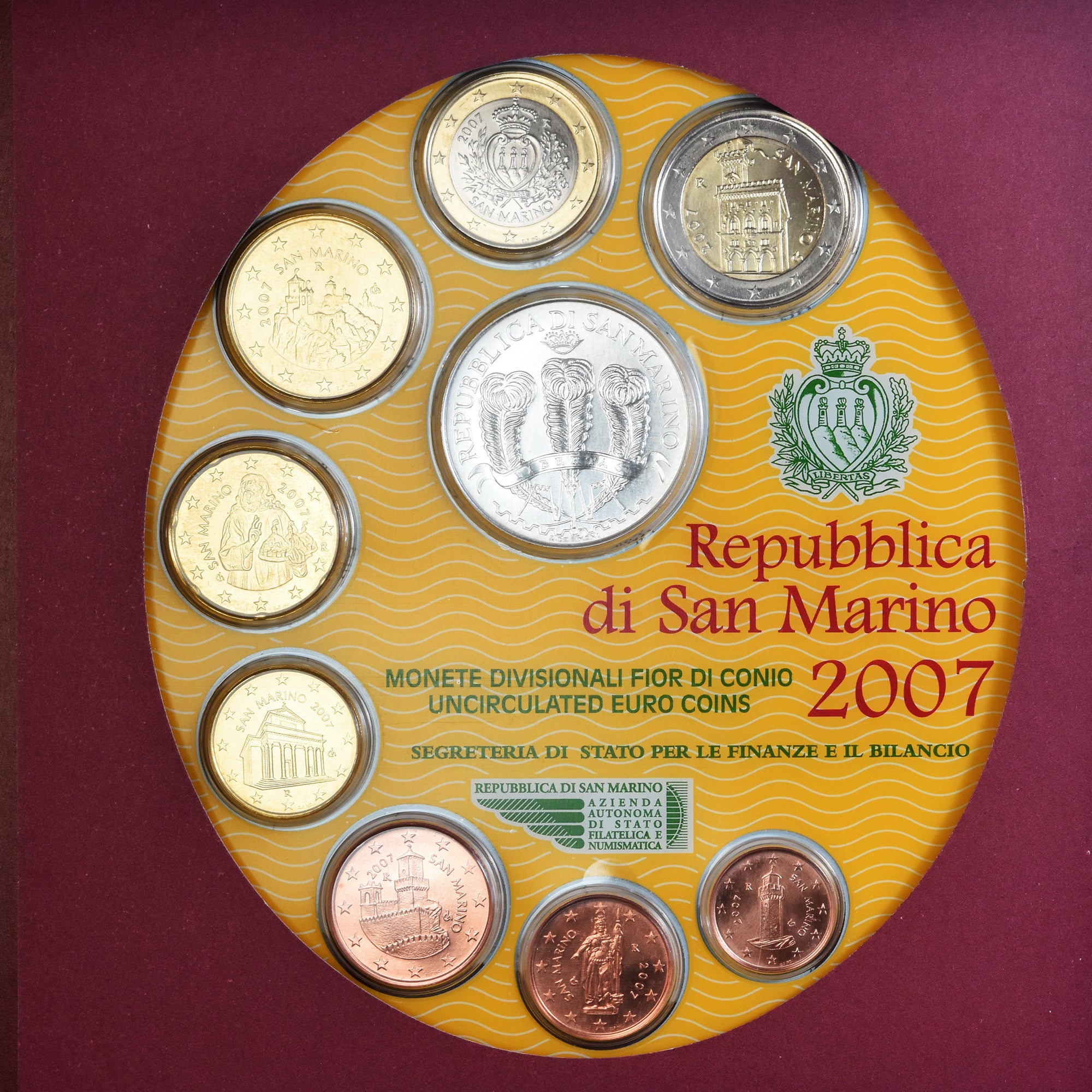 San Marino, Set Euros, 2007, Coffret, FDC, n.v.t.