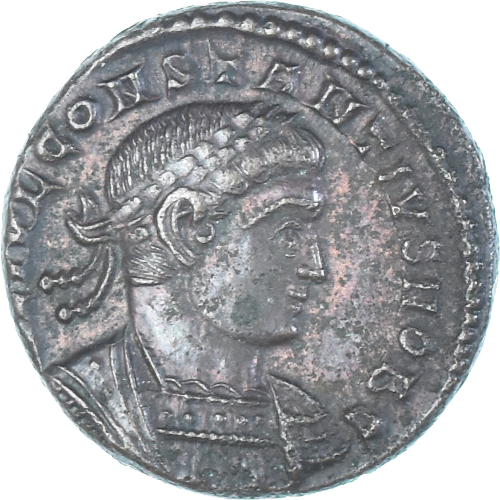 Moeda, Constantius II, Follis, 333-334, Lugdunum, AU(55-58), Bronze, RIC:264