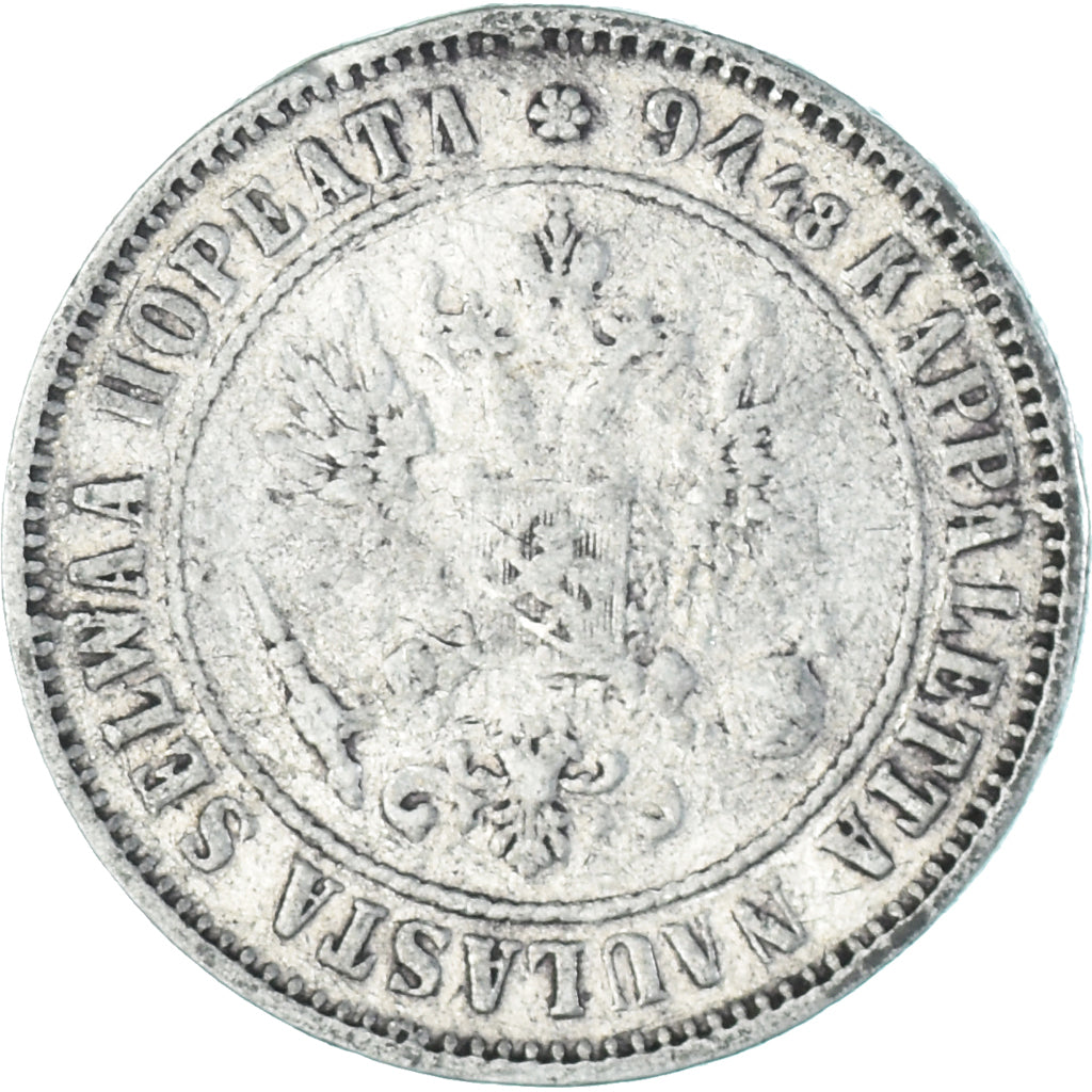 Moneta, Finlandia, Alexander III, Markka, 1890, Helsinki, MB+, Argento, KM:3.2