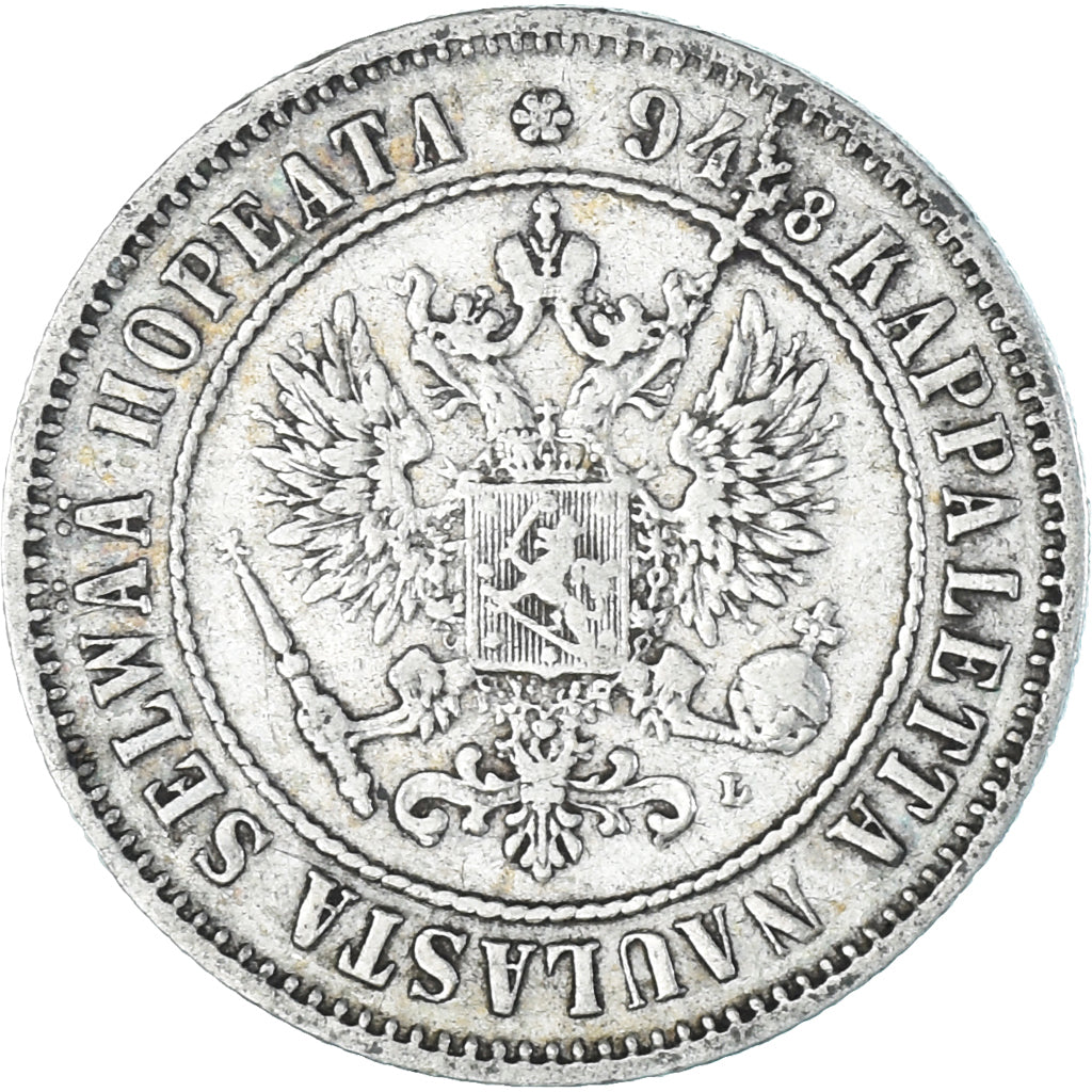 Coin, Finland, Alexander III, Markka, 1890, Helsinki, AU(50-53), Silver, KM:3.2