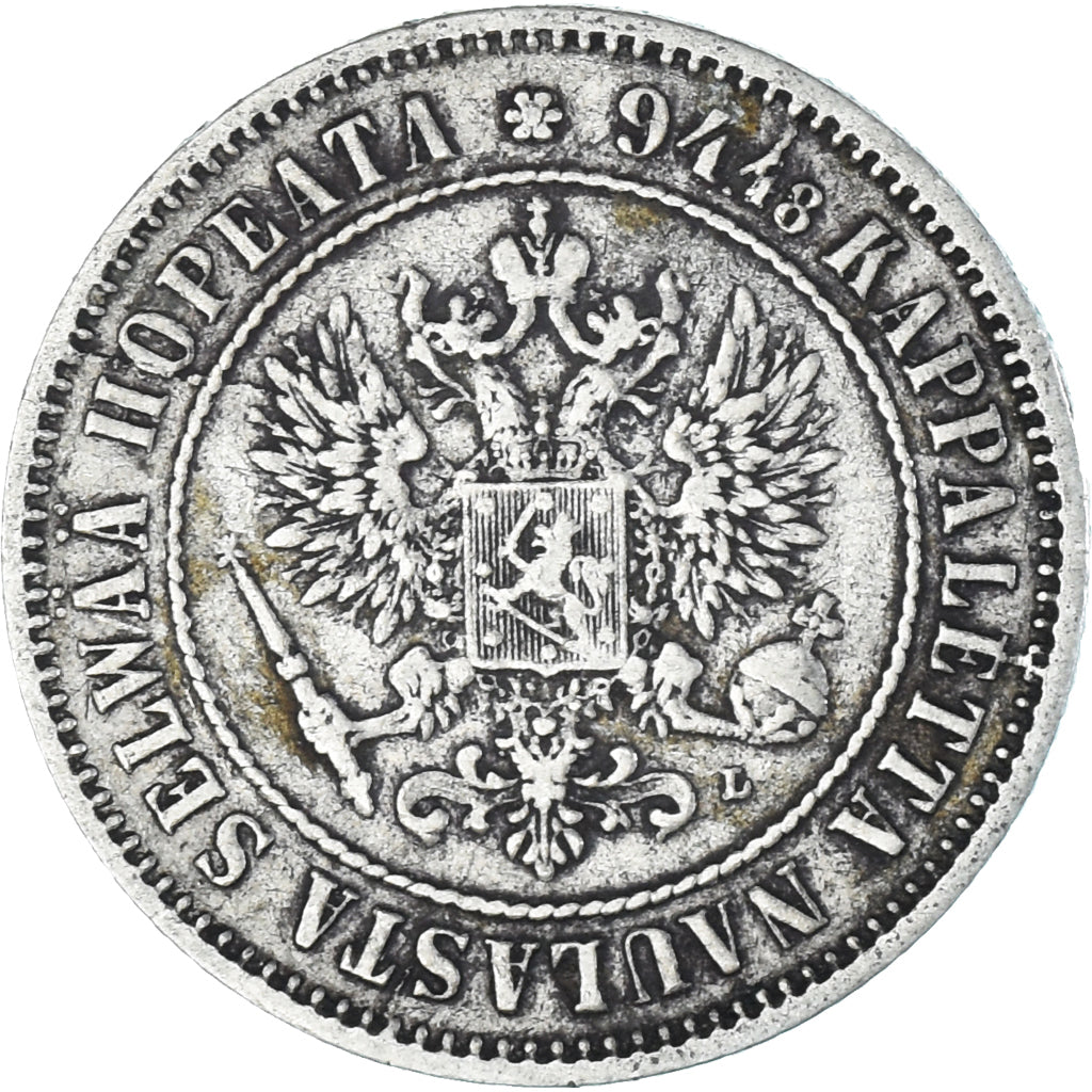 Coin, Finland, Alexander III, Markka, 1890, Helsinki, AU(50-53), Silver, KM:3.2