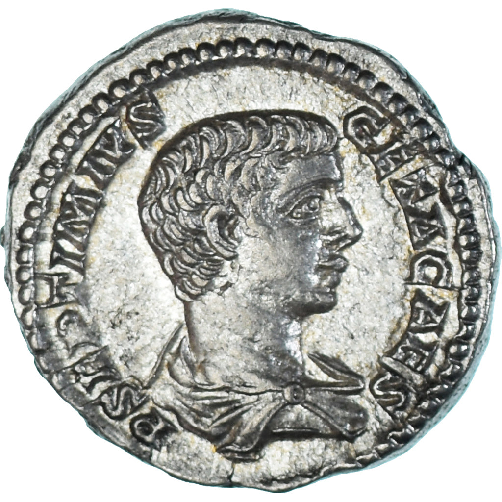 Moneta, Geta, Denarius, 203-208, Rome, SPL, Argento, RIC:34b
