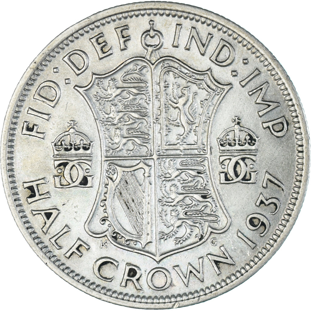 Coin, Great Britain, George VI, 1/2 Crown, 1937, AU(50-53), Silver, KM:856