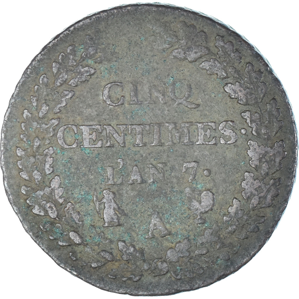 Coin, France, Dupré, 5 Centimes, AN 7, Paris, VF(30-35), Copper, Gadoury:126