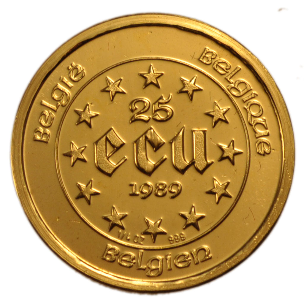 Belgium, 25 Écu, 1989, KM #173, MS(65-70), Gold, 21, 7.80