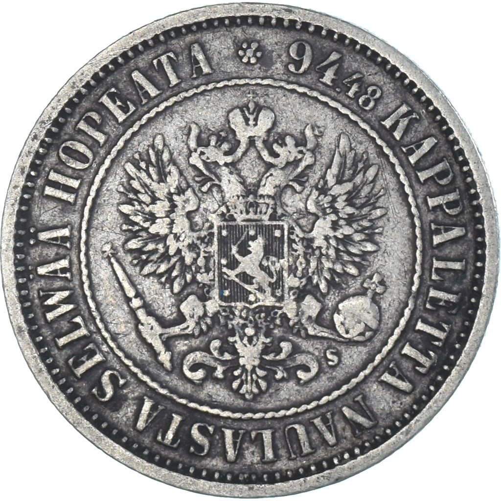 Coin, Finland, Alexander II, Markka, 1874, Helsinki, AU(50-53), Silver, KM:3.2