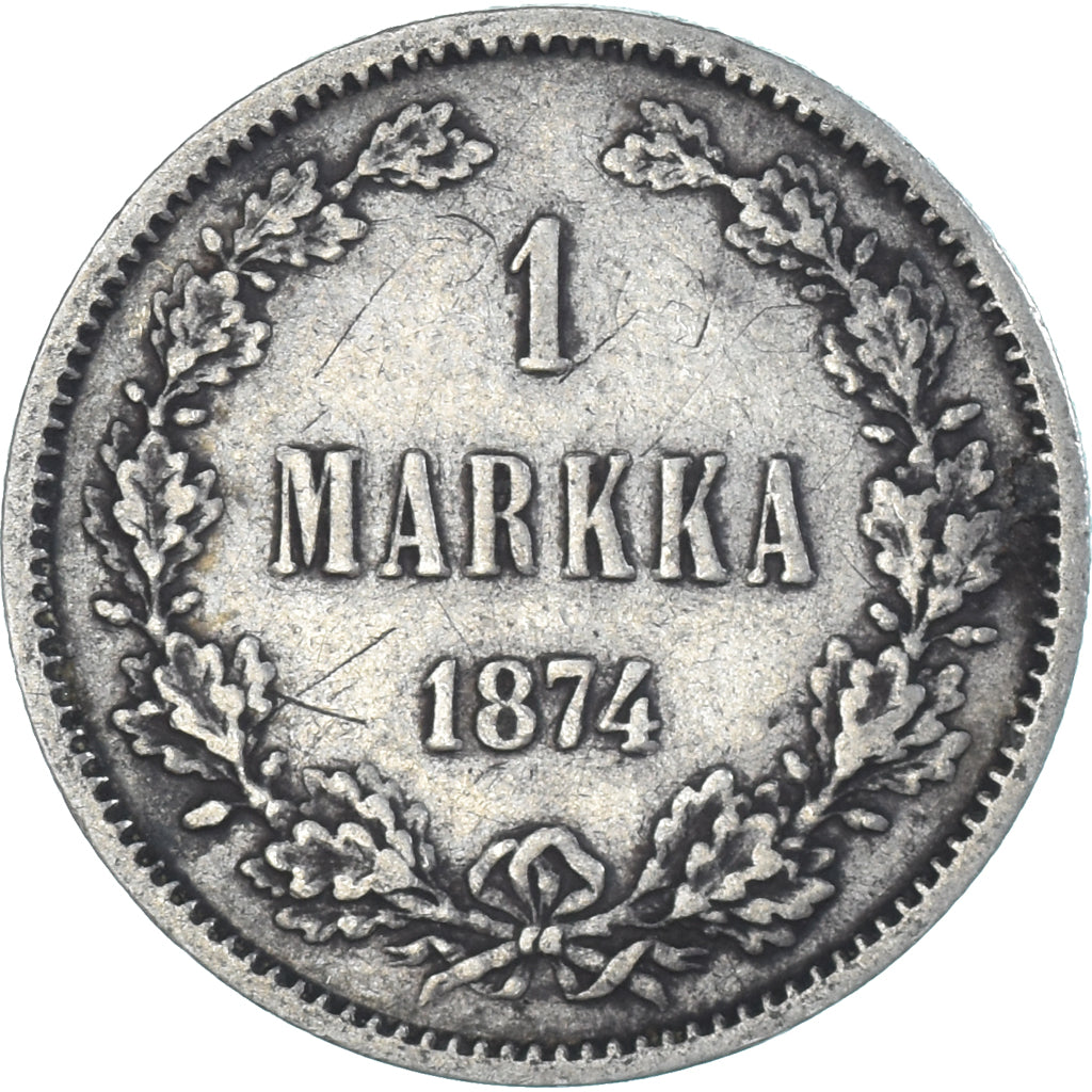 Coin, Finland, Alexander II, Markka, 1874, Helsinki, AU(50-53), Silver, KM:3.2