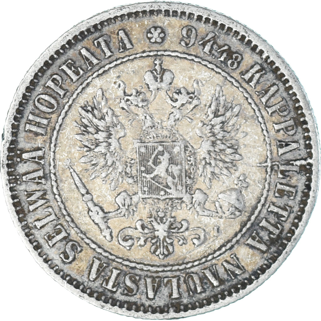 Coin, Finland, Alexander III, Markka, 1890, Helsinki, AU(50-53), Silver, KM:3.2