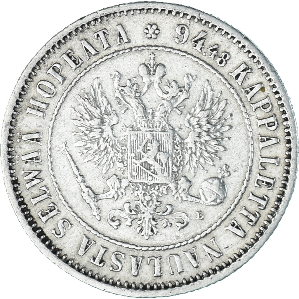 Coin, Finland, Alexander III, Markka, 1892, Helsinki, AU(50-53), Silver, KM:3.2