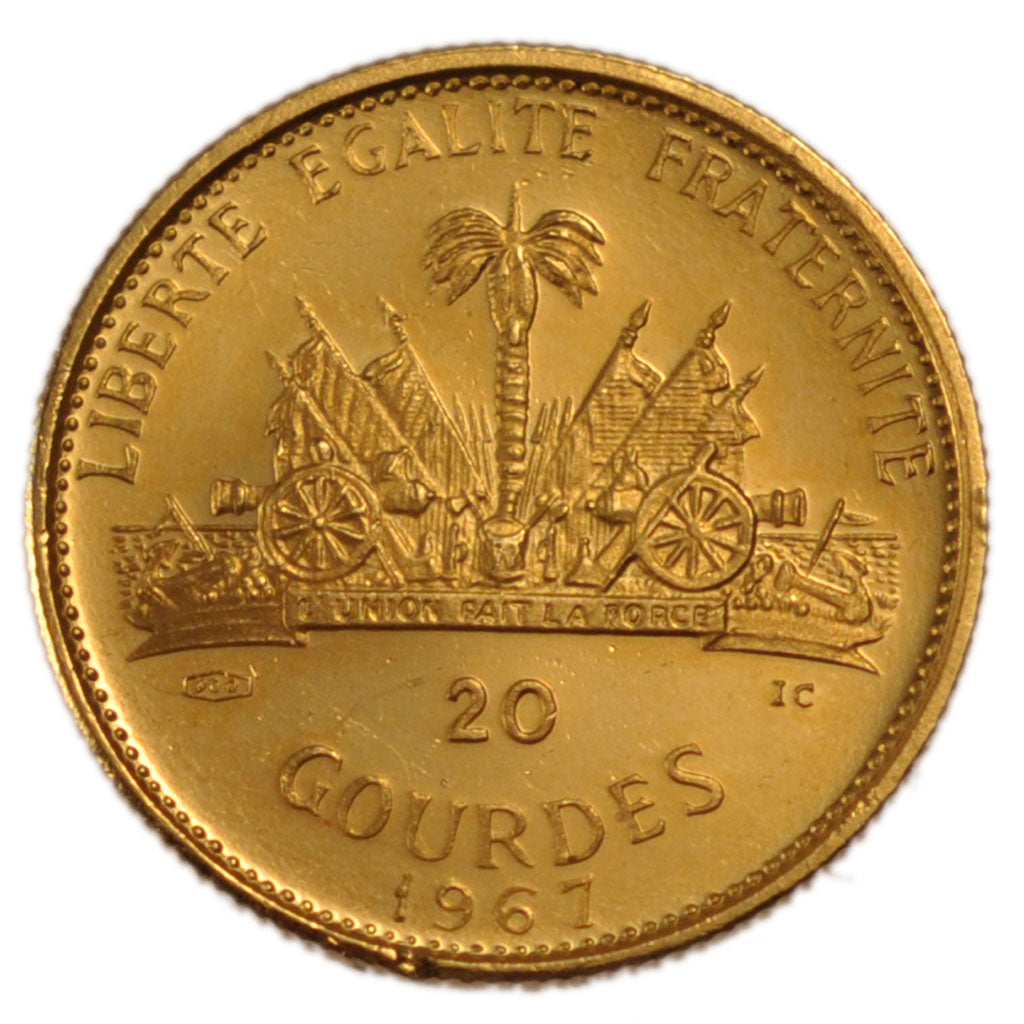 Haiti, 20 Gourdes, 1967, KM #66, MS(65-70), Gold, 3.90