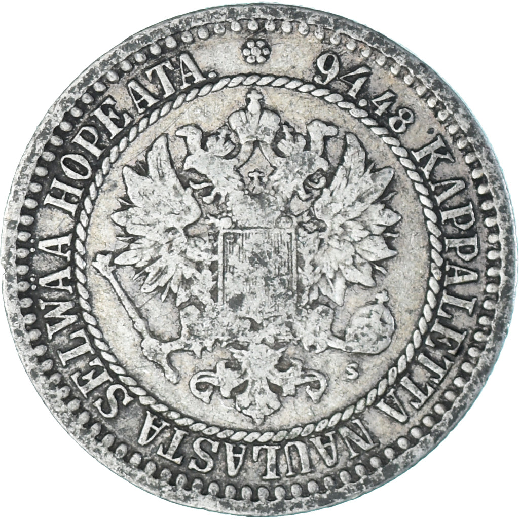 Coin, Finland, Alexander II, Markka, 1866, Helsinki, EF(40-45), Silver, KM:3.1
