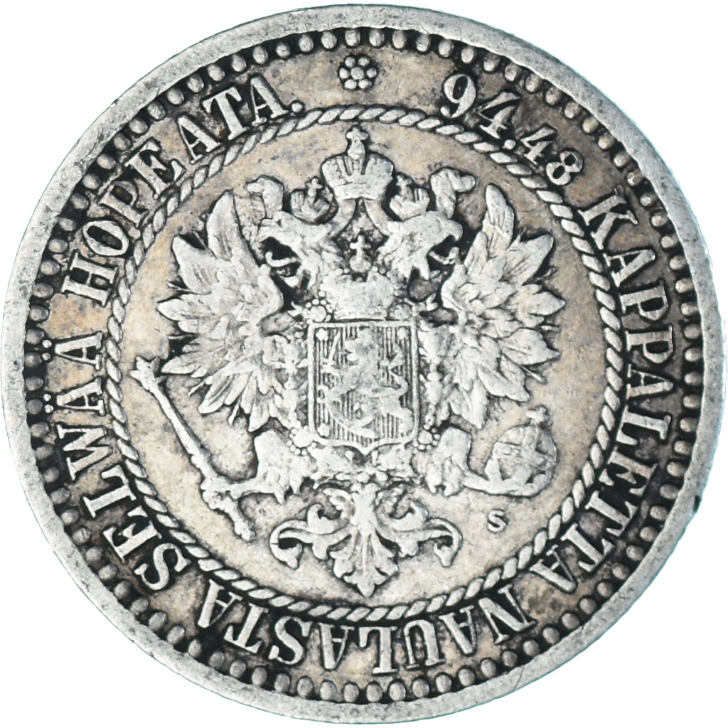 Coin, Finland, Alexander II, Markka, 1866, Helsinki, EF(40-45), Silver, KM:3.1