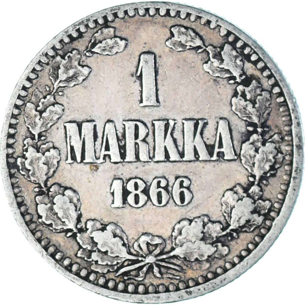 Coin, Finland, Alexander II, Markka, 1866, Helsinki, EF(40-45), Silver, KM:3.1