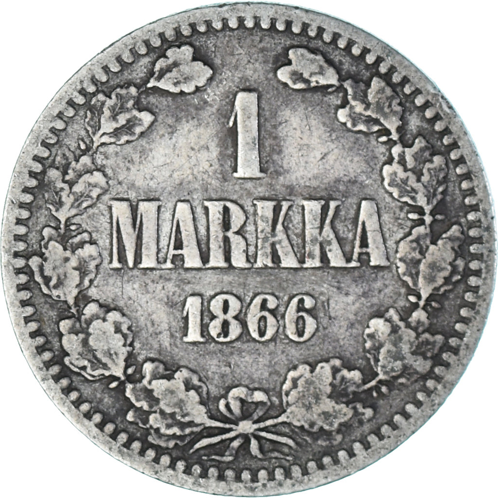 Monnaie, Finlande, Alexander II, Markka, 1866, Helsinki, TB+, Argent, KM:3.1