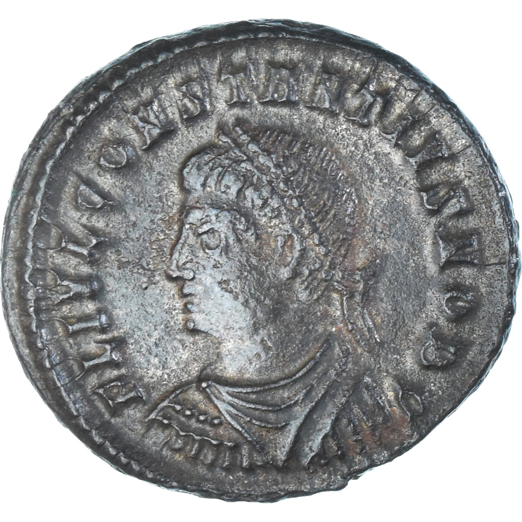 Moeda, Constantius II, Follis, 326-327, Kyzikos, MS(60-62), Bronze, RIC:48