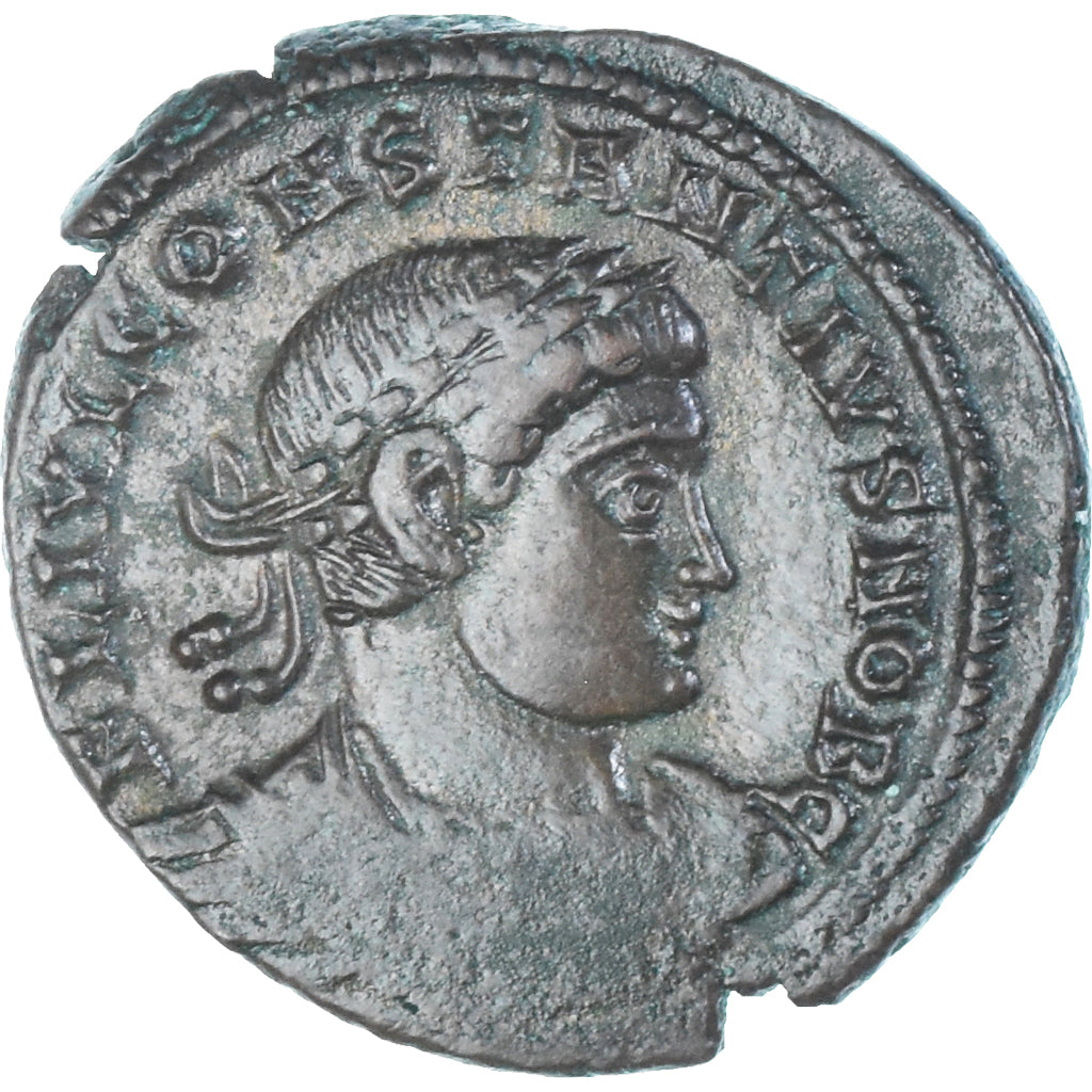 Moeda, Constantius II, Follis, 330-331, Lugdunum, AU(50-53), Bronze, RIC:245