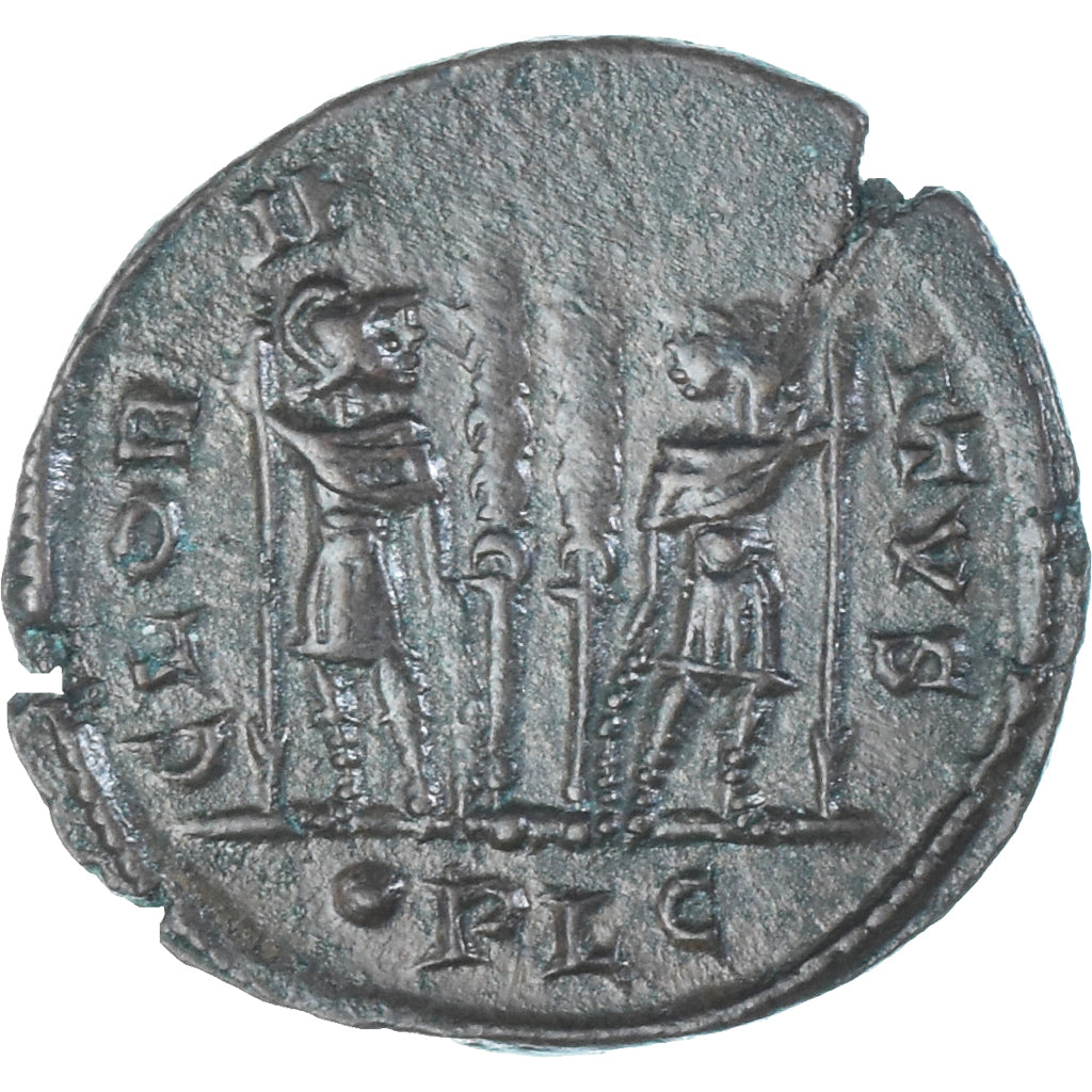 Moeda, Constantius II, Follis, 330-331, Lugdunum, AU(50-53), Bronze, RIC:245