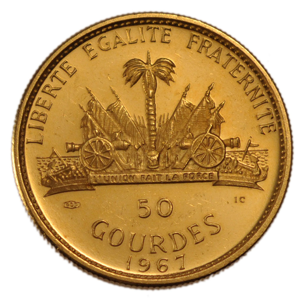 Haiti, 50 Gourdes, 1967, KM #68, MS(65-70), Gold, 10.00