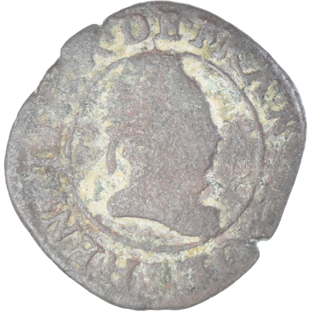 Moneta, Francia, Henri III, Double Tournois, 1588, Uncertain Mint, B+, Rame