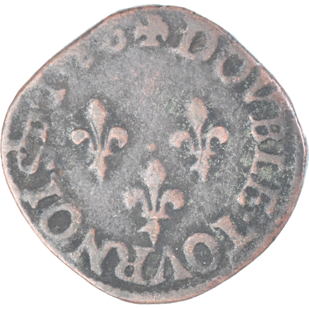 Moneta, Francia, Henri III, Double Tournois, 1586, Troyes, MB, Rame, CGKL:134