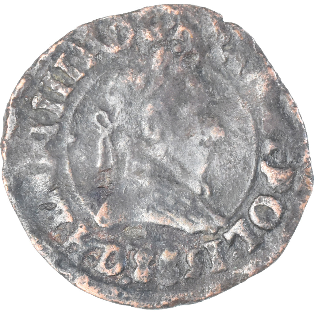 Moneta, Francia, Henri III, Double Tournois, 1588, Lyon, MB+, Rame, CGKL:66