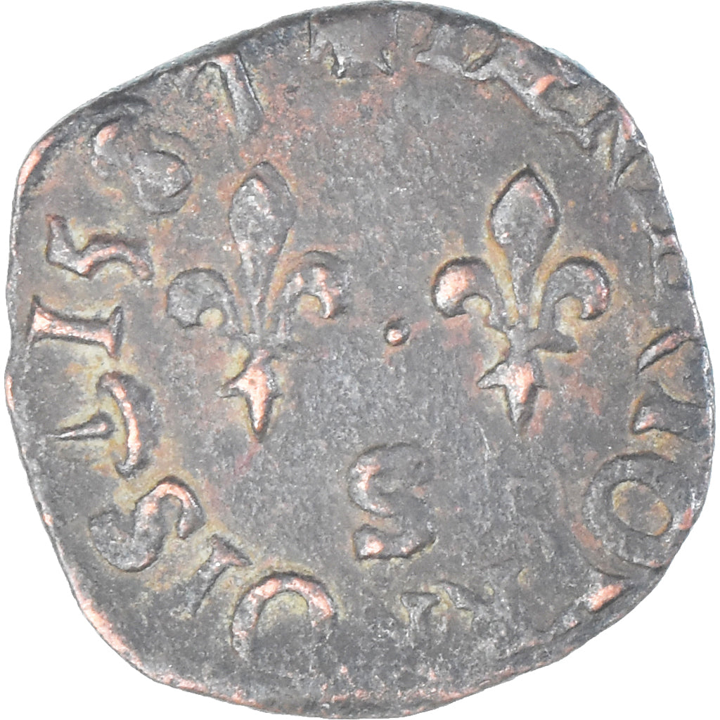 Moneta, Francia, Henri III, Denier Tournois, 1587, Troyes, MB+, Rame, CGKL:136