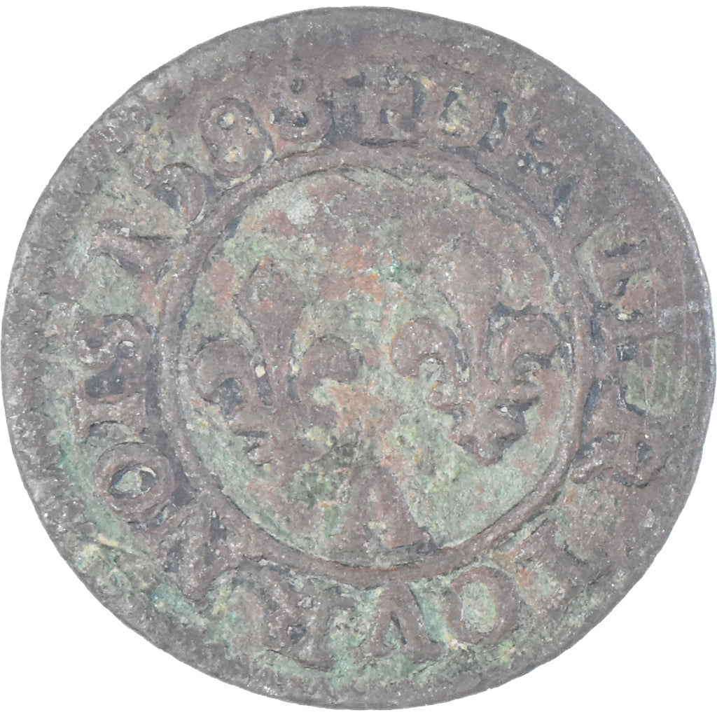 Moneta, Francia, Henri III, Denier Tournois, 1588, Paris, MB, Rame, CGKL:92