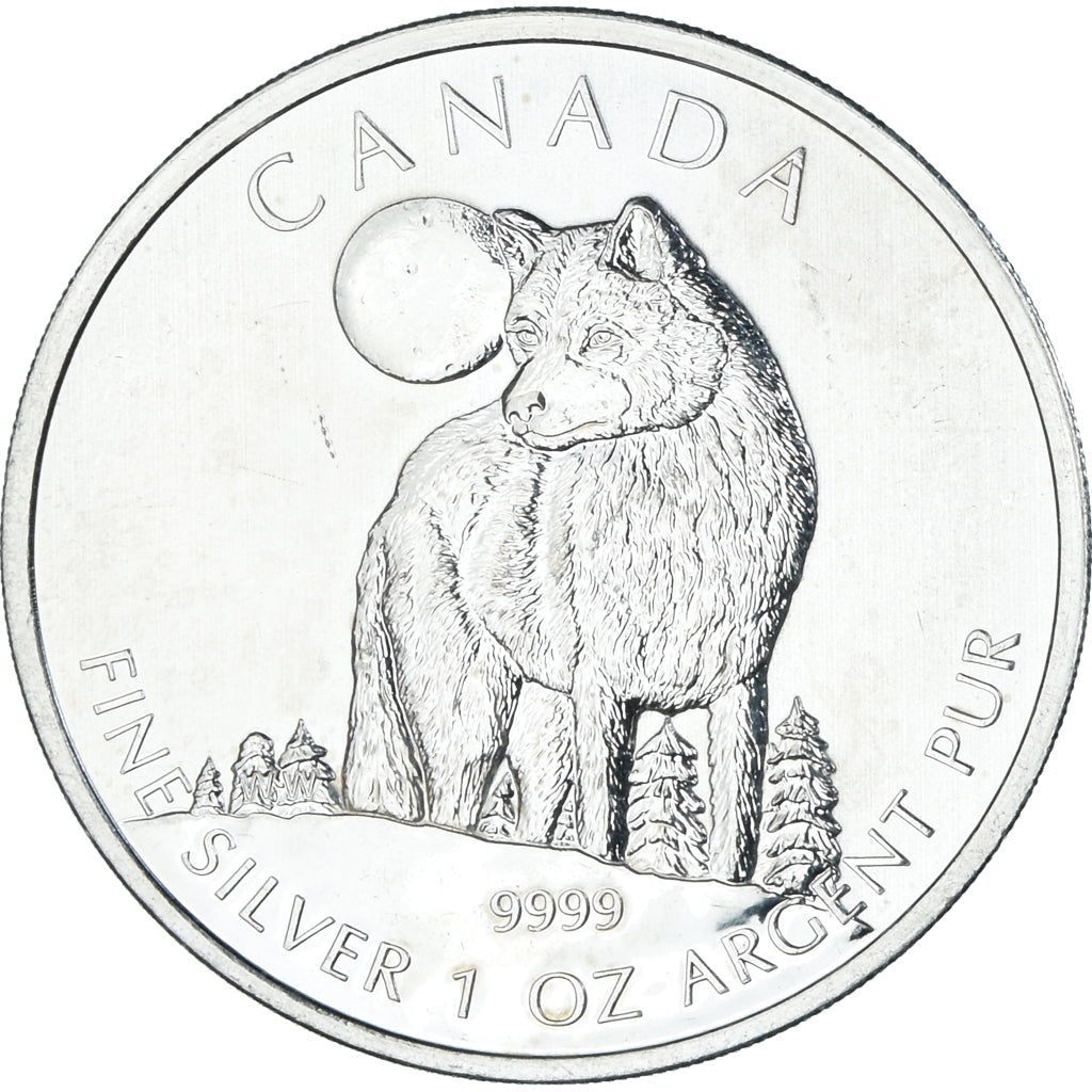 Coin, Canada, Wolf full moon, 5 dollars, 1 oz, 2011, MS(64), Silver