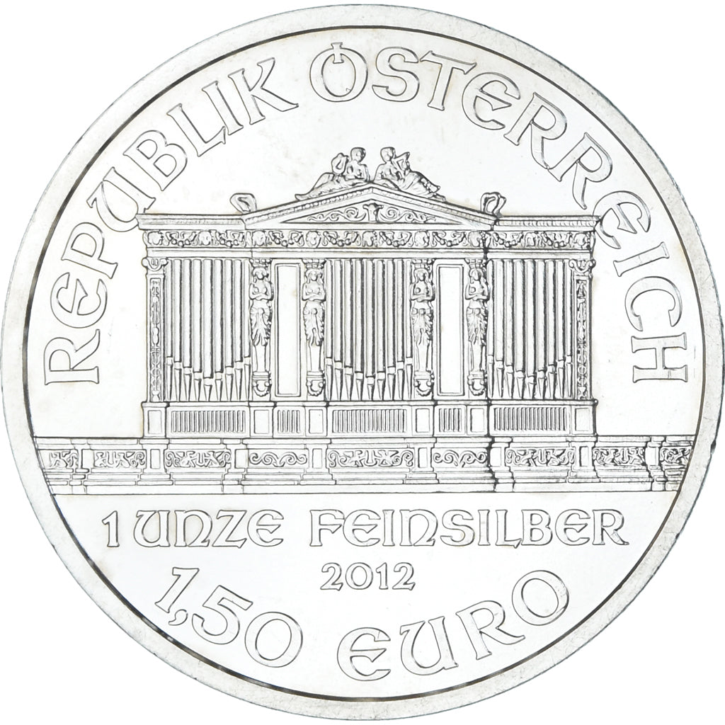 Coin, Austria, Philharmonic Orchestra, 1-1/2 Euro, 2012, 1 Oz, MS(64), Silver