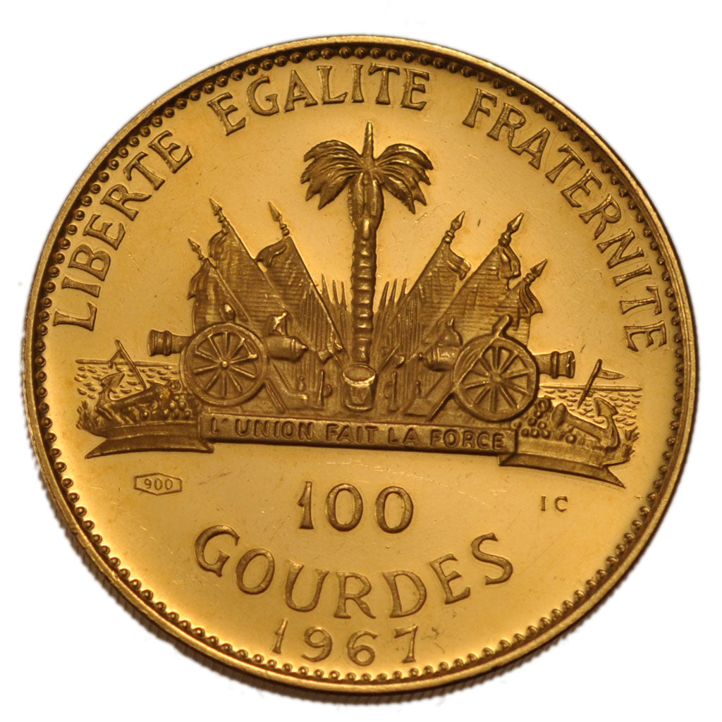 Haiti, 100 Gourdes, 1967, KM #69, MS(65-70), Gold, 19.80
