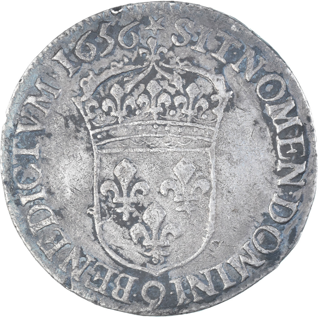 Coin, France, Louis XIV, 1/2 Écu à la mèche longue, 1656, Rennes, EF(40-45)