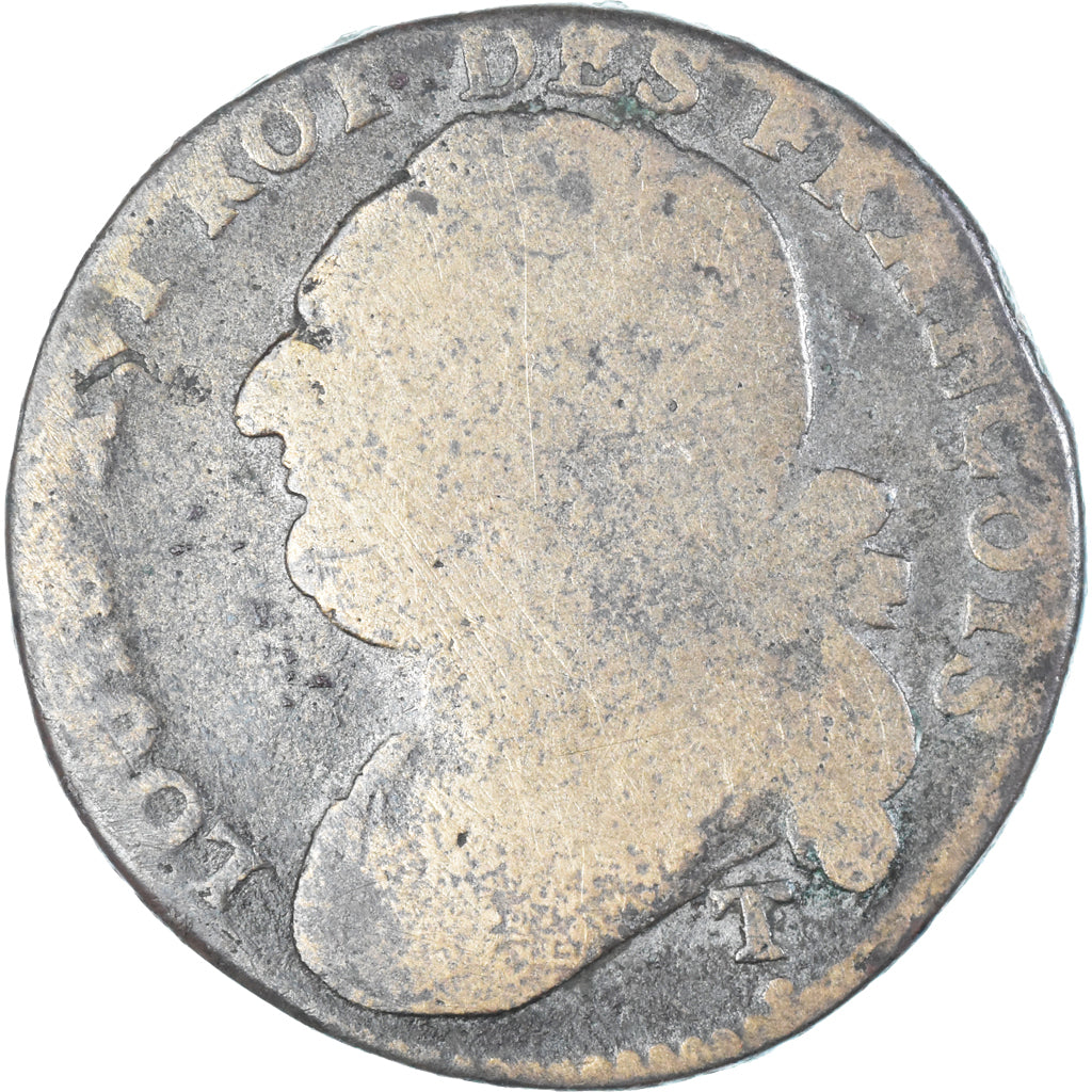 Moneda, Francia, Louis XVI, 12 Deniers, 1792⸱4, Saumur, BC+, Métal de cloche