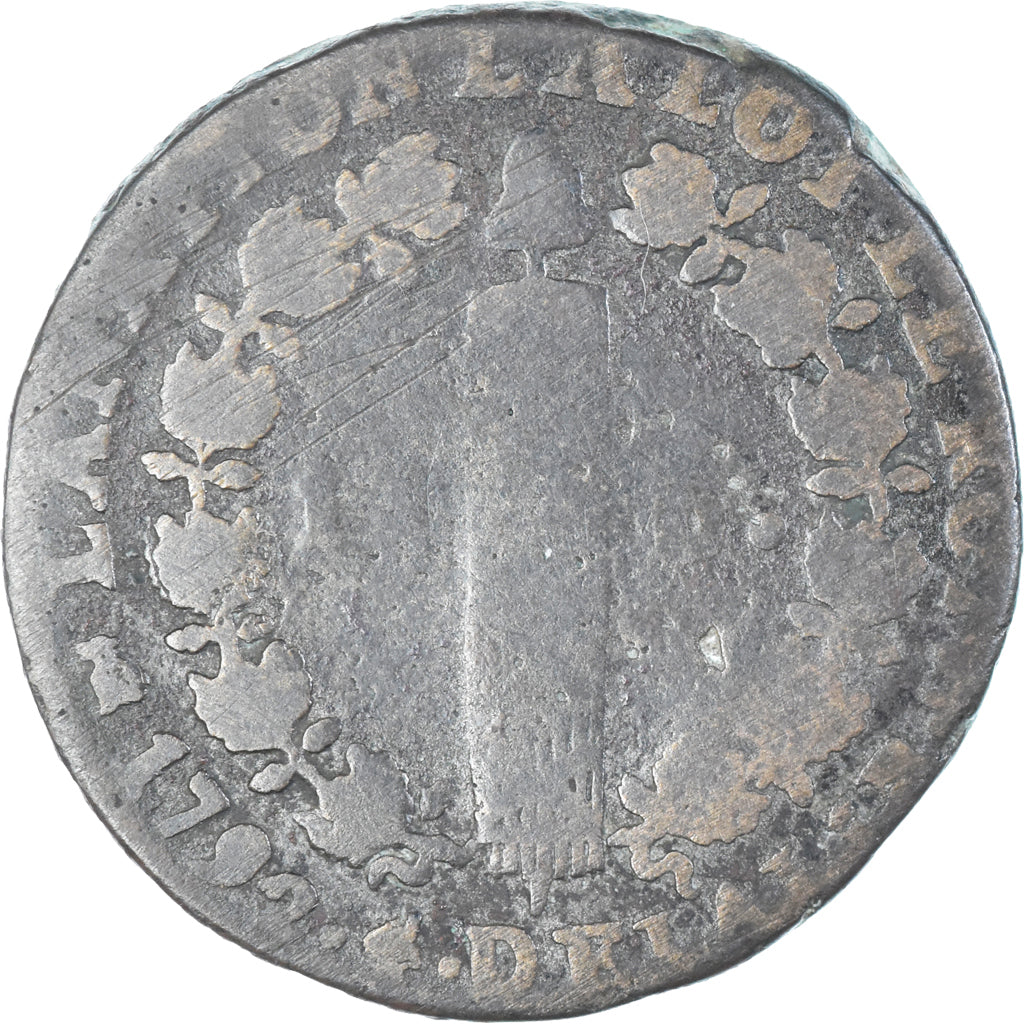 Moneda, Francia, Louis XVI, 12 Deniers, 1792⸱4, Saumur, BC+, Métal de cloche