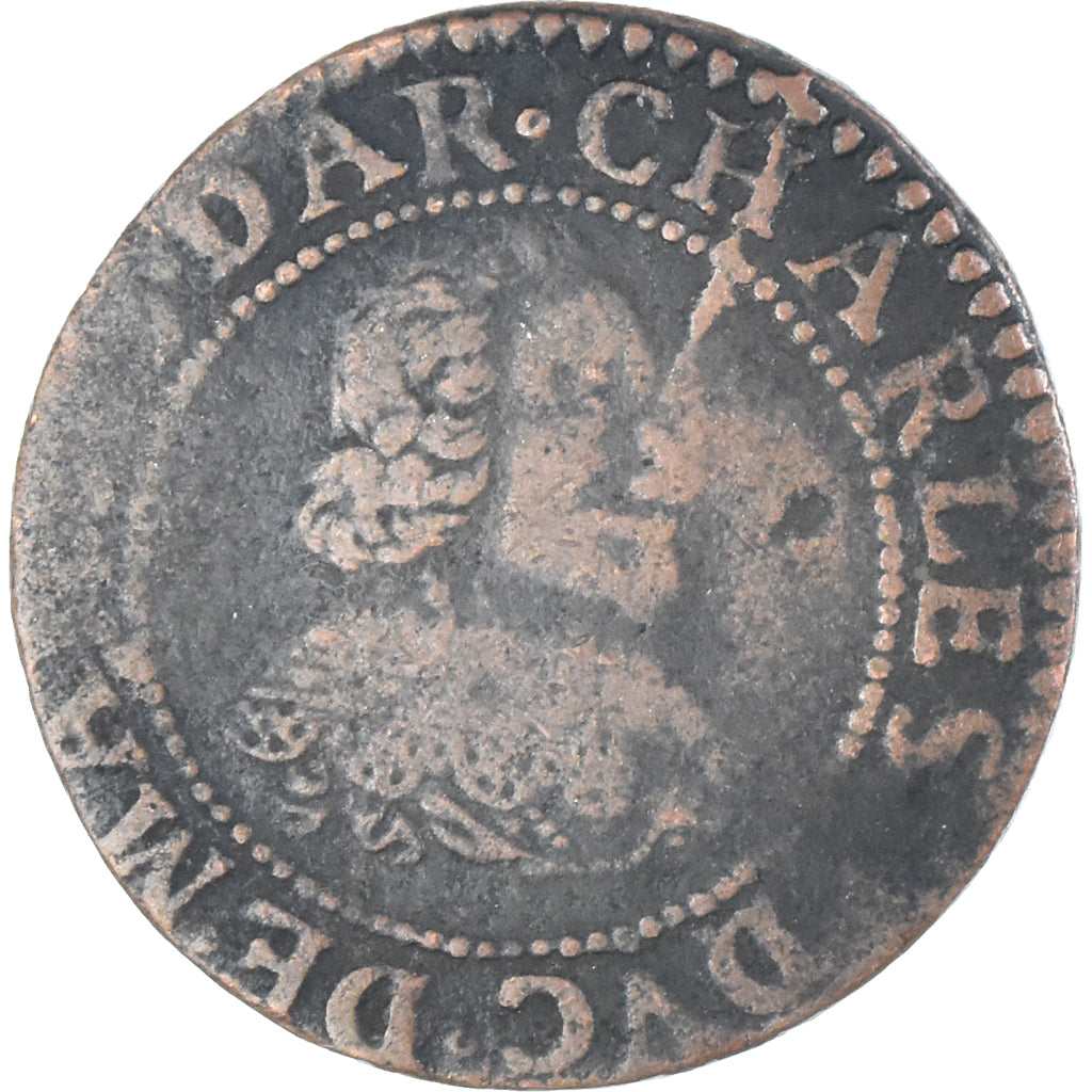 Moeda, França, Charles de Gonzague, Double Tournois, 1635, Charleville