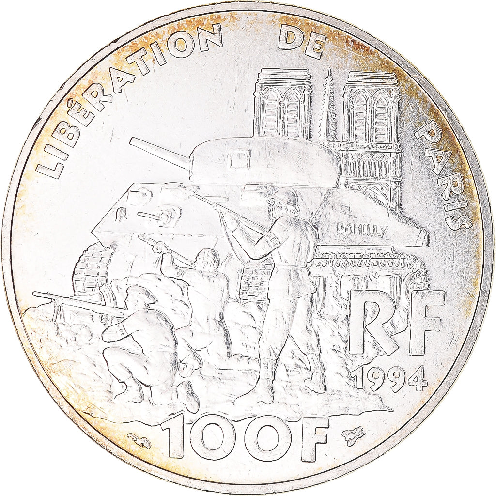Coin, France, Libération de Paris, 100 Francs, 1994, Paris, MS(63), Silver