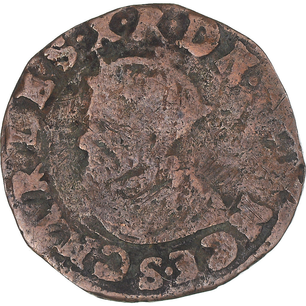 Münze, Frankreich, Charles X, Double Tournois, 1592, Troyes, S, Kupfer