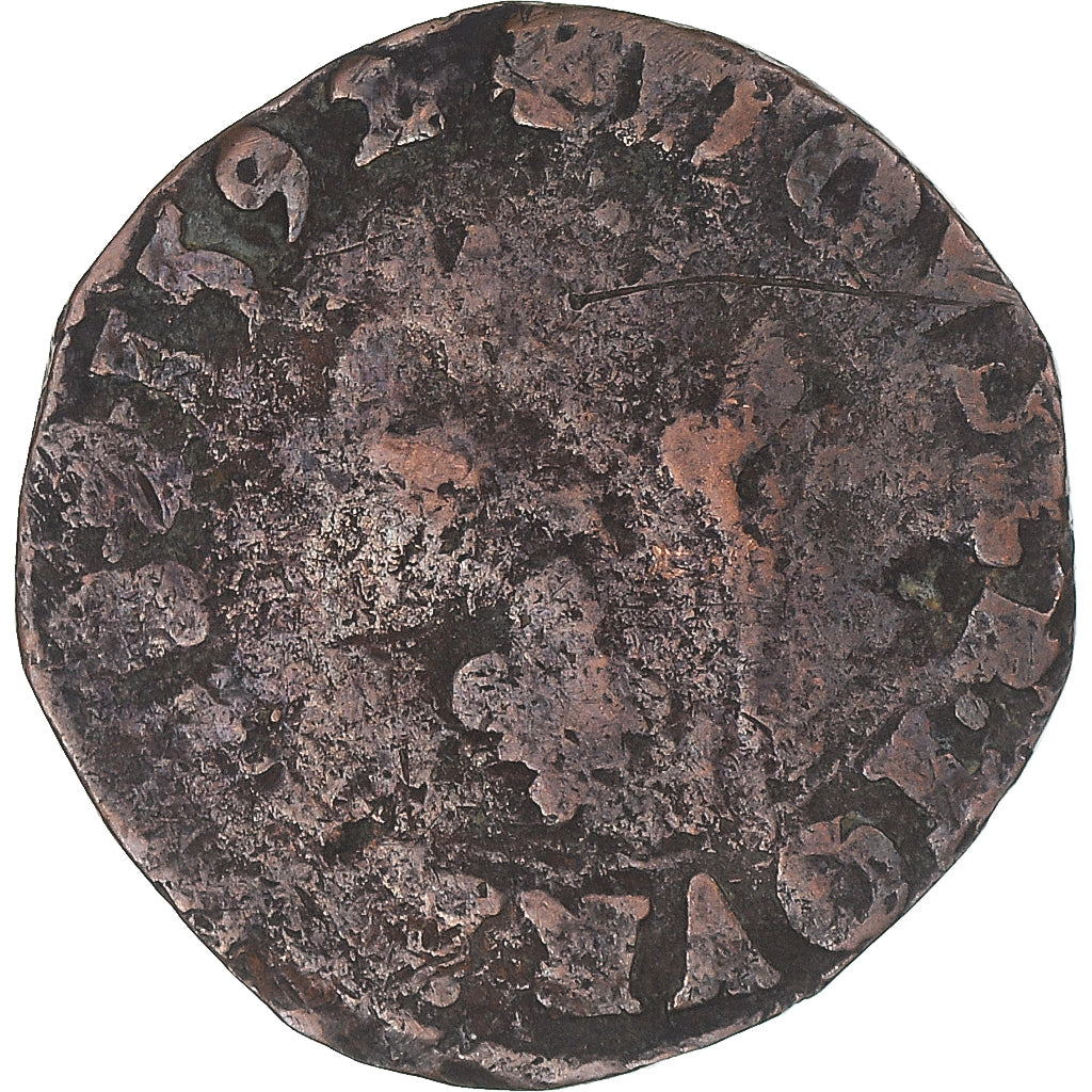 Münze, Frankreich, Charles X, Double Tournois, 1592, Troyes, S, Kupfer