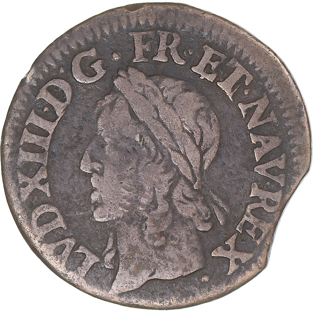 Coin, France, Double Tournois, 1643, Paris, Type de Warin, VF(30-35), Copper