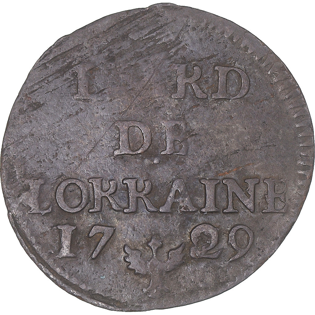 Moneta, Francia, Leopold I, Liard de Lorraine, 1729, Nancy, MB, Rame, KM:81