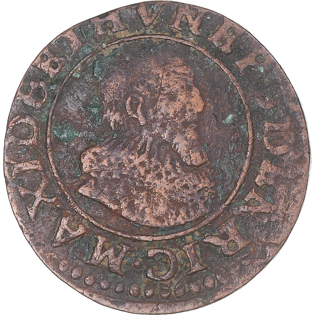 Coin, France, Maximilien I of Bethune, Double Tournois, 1636, VF(30-35), Copper
