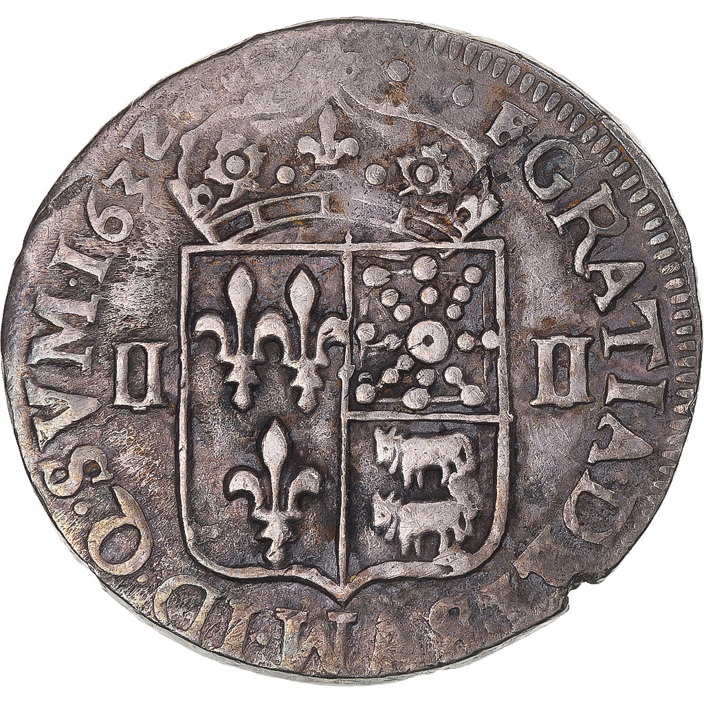 Coin, France, Louis XIII, 1/4 d'écu de Béarn, 1632, Pau, VF(30-35), Silver