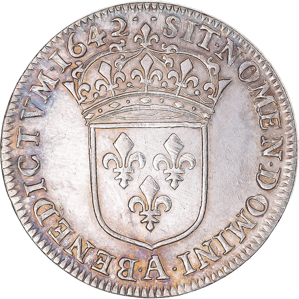 Munten, Frankrijk, Louis XIII, 1/4 Écu, 1er poinçon de Warin, 1642, Paris