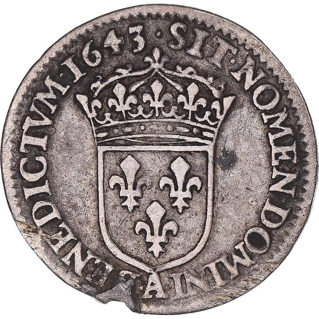 Coin, France, Louis XIII, 1/12 Ecu, 2ème poinçon de Warin, 1643, Paris