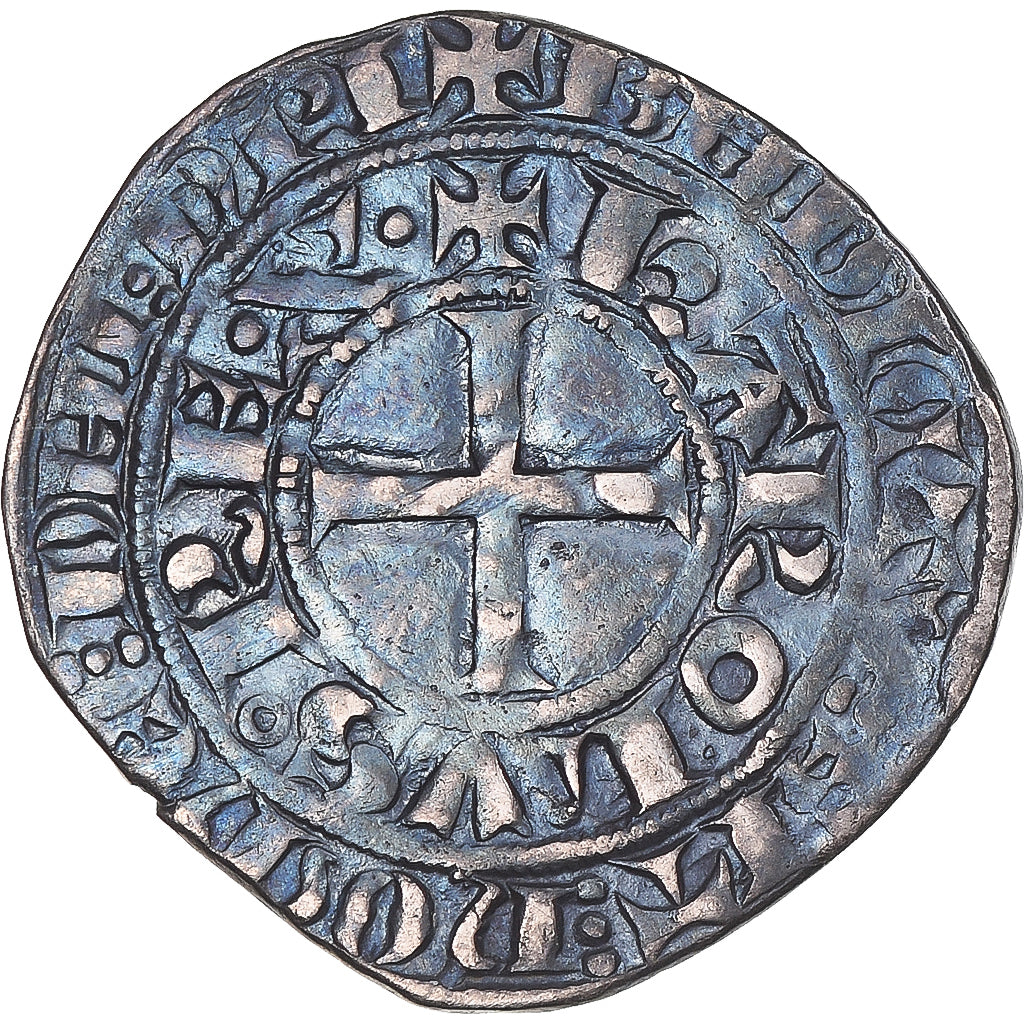 Monnaie, France, Charles IV, Maille Blanche, 1322-1328, TTB+, Argent