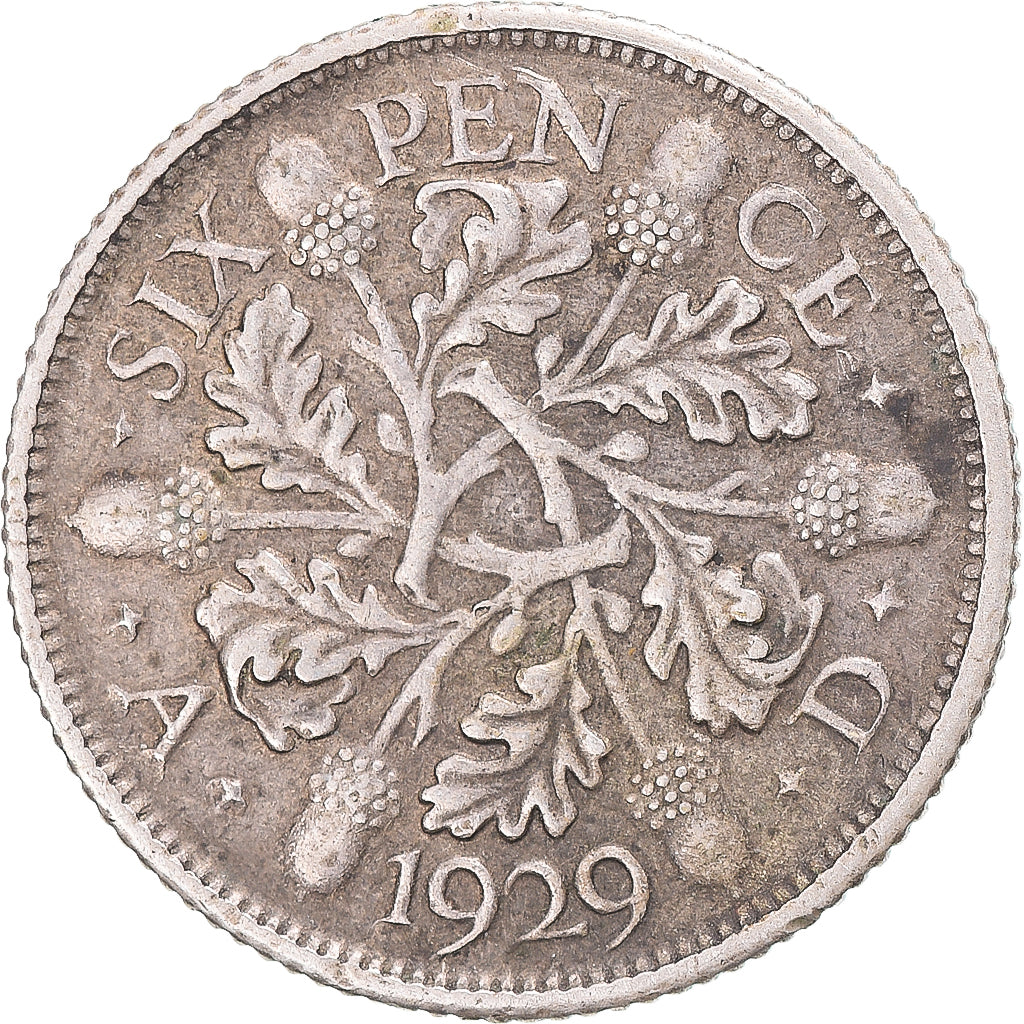 Moneta, Wielka Brytania, George V, 6 Pence, 1929, VF(30-35), Srebro, KM:832