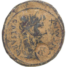 Moneta, Augustus, As, 10-6 BC, Lugdunum, Przebicie, VF(20-25), Brązowy, RIC:230